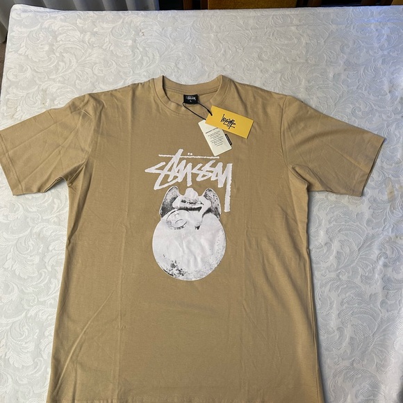 Stussy Beige Organic Cotton Men's Tee - Picture 2 of 2